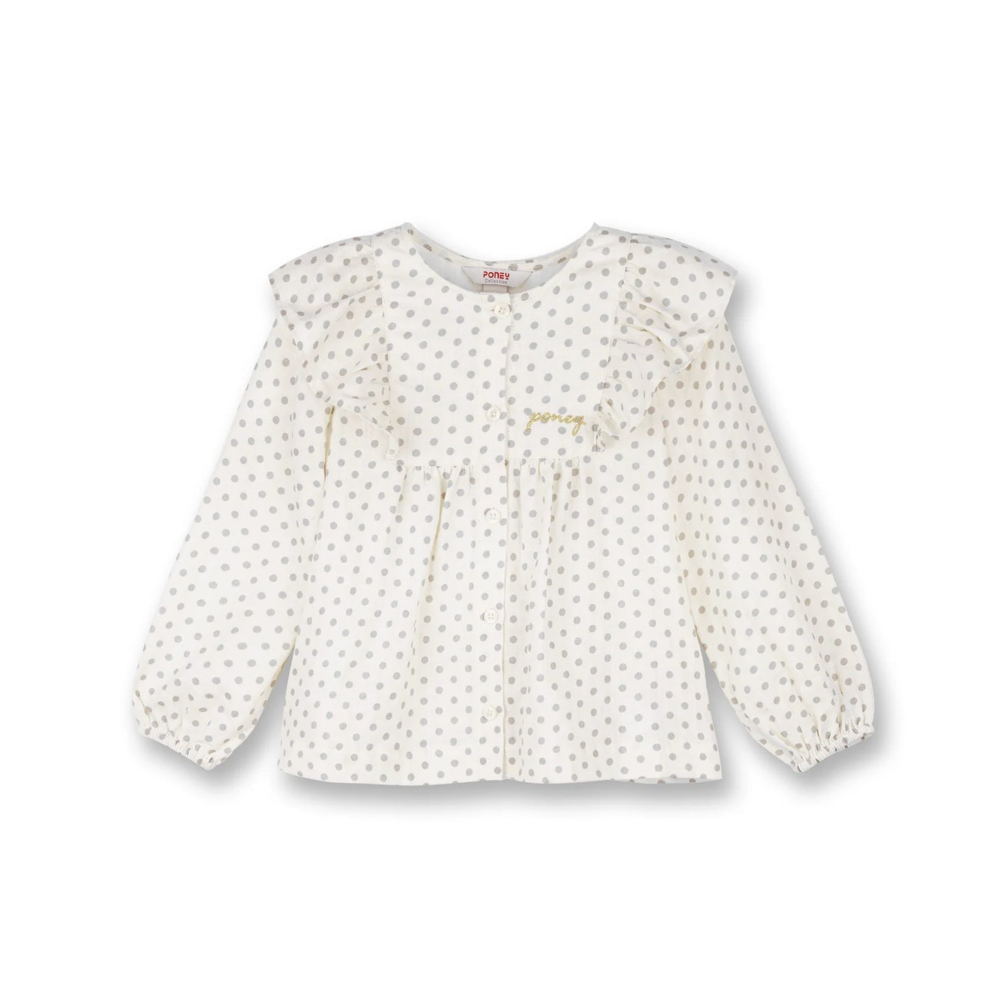 Poney Girls Cream Celebration Polka Dot Long Sleeve Blouse