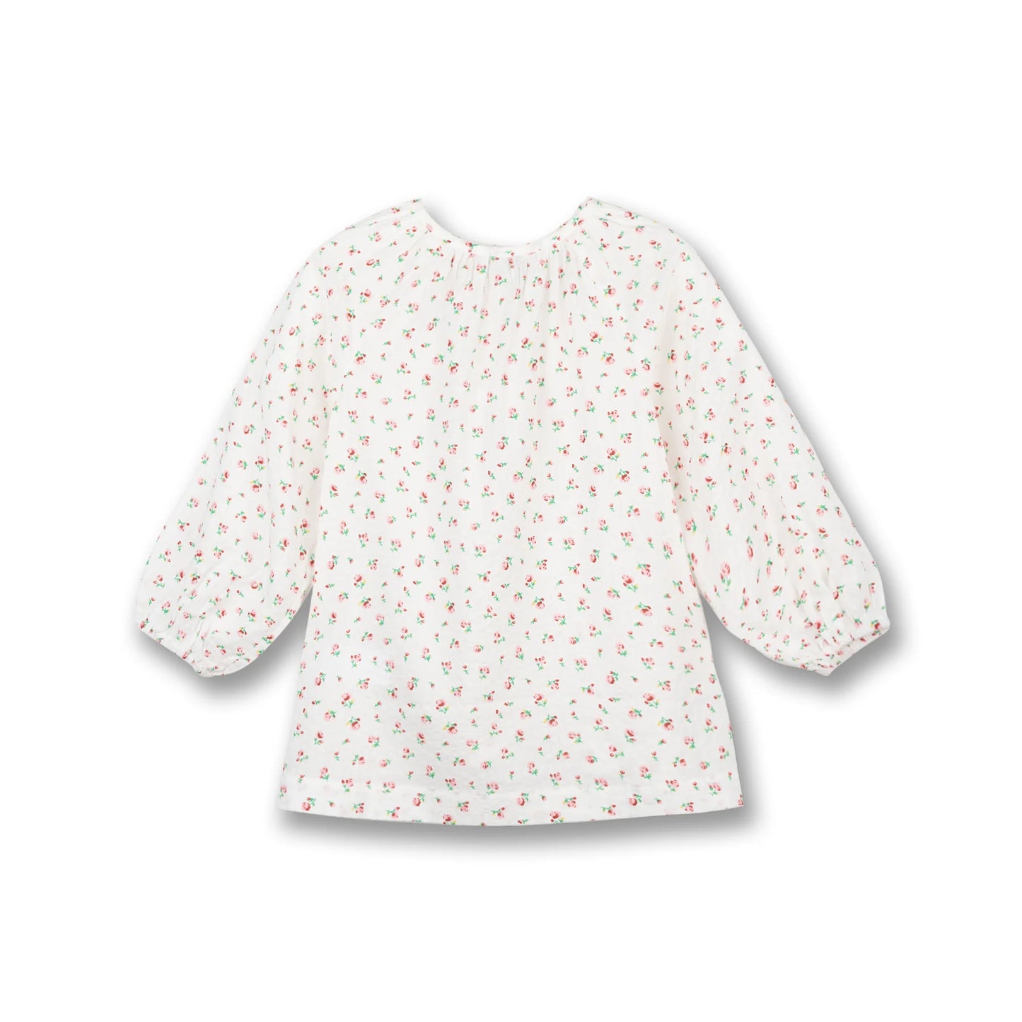 Poney Girls White Pale Rosette Floral Long Sleeve Blouse
