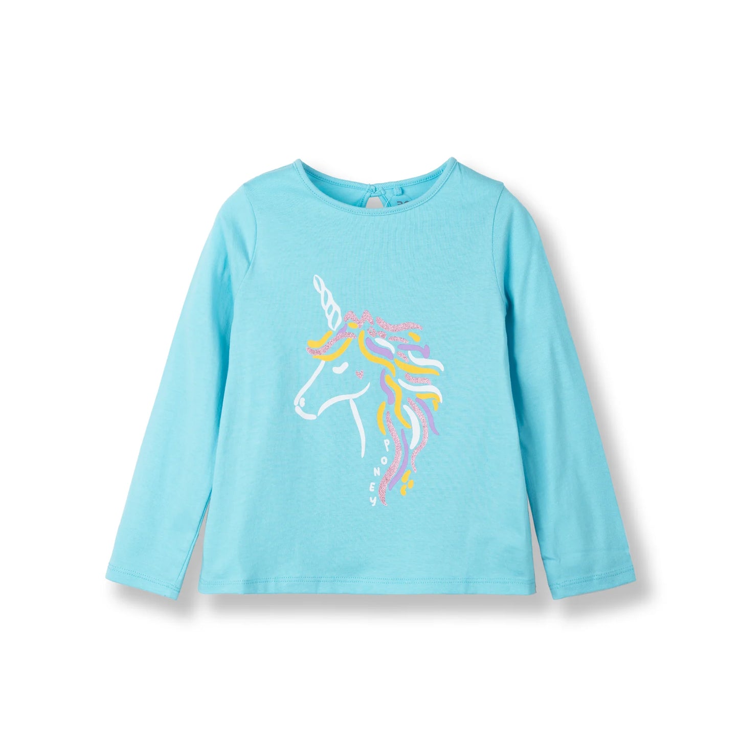 Poney Girls Turqoise Graceful Unicorn Long Sleeve Tee