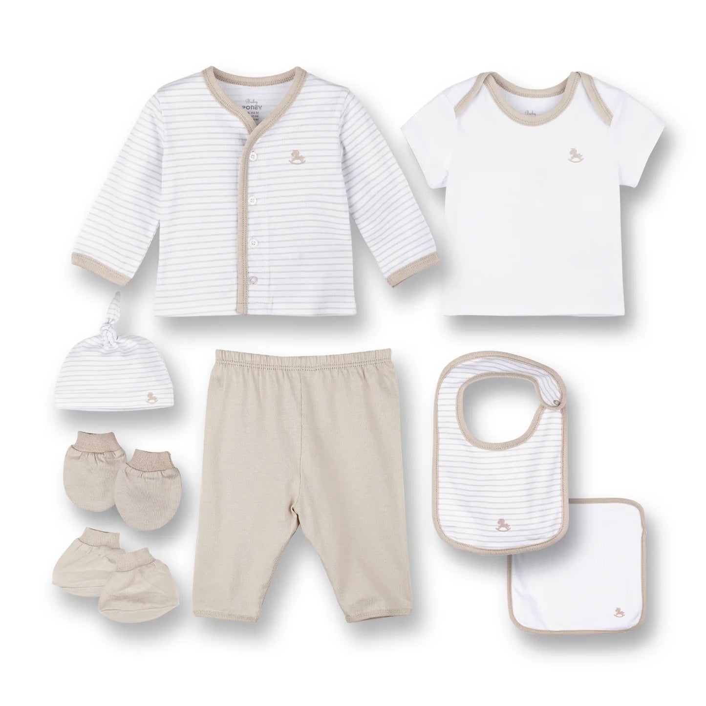 Poney Baby Unisex Khaki 8-Piece Set Gift Box