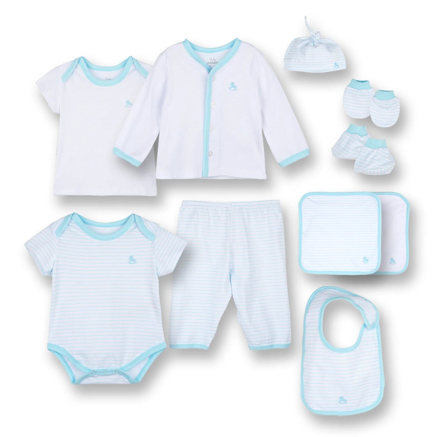 Poney Baby Boys Blue 10-Piece Set Gift Box