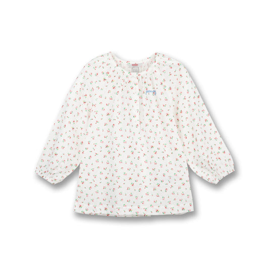 Poney Girls White Pale Rosette Floral Long Sleeve Blouse