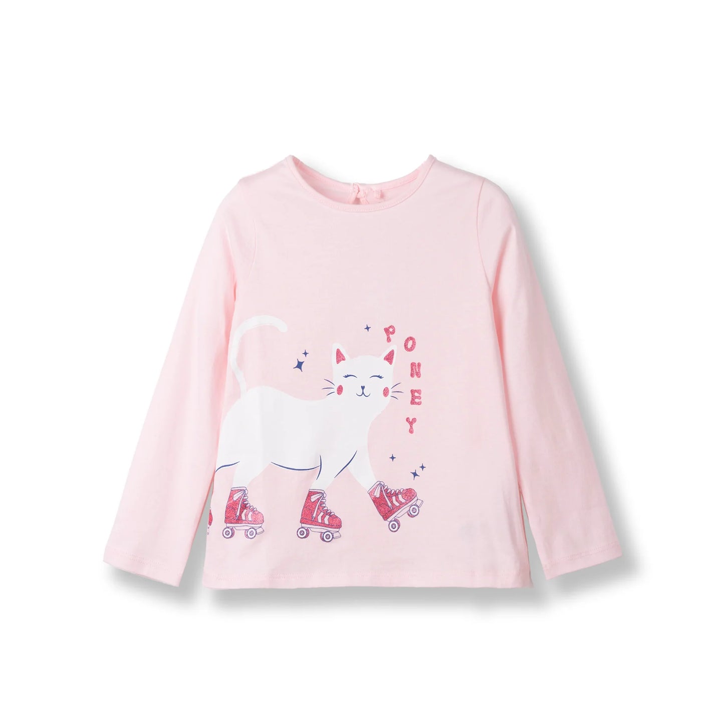 Poney Girls Light Pink Roller Kitty Long Sleeve Tee