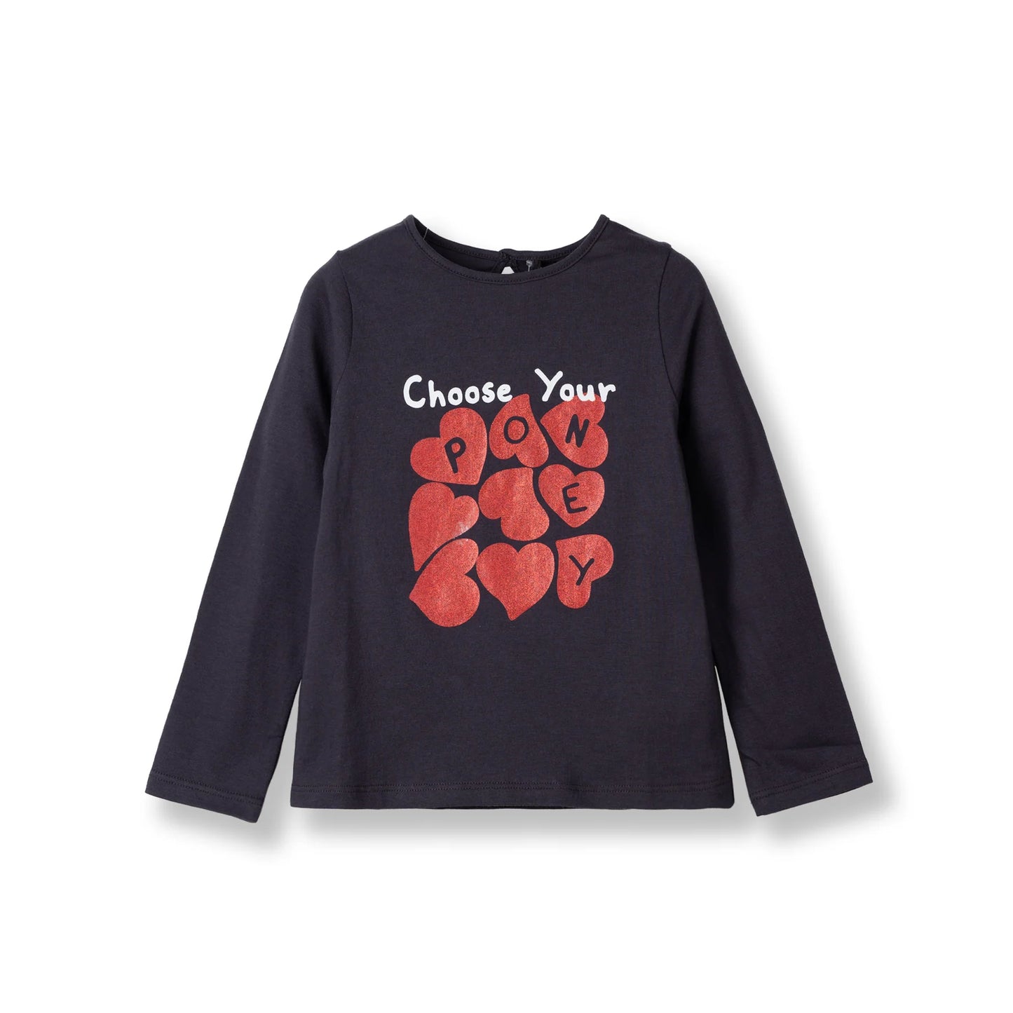 Poney Girls Dark Grey Choose Your Heart Long Sleeve Tee