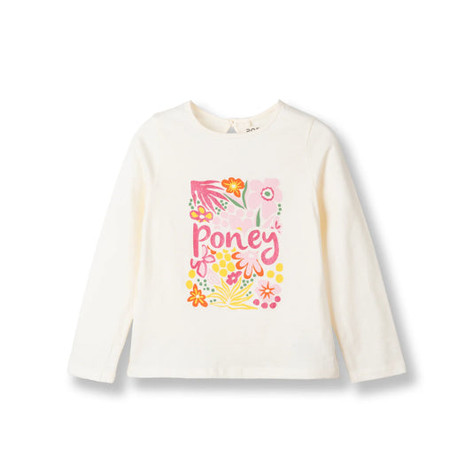 Poney Girls Cream Poney's Garden Long Sleeve Tee